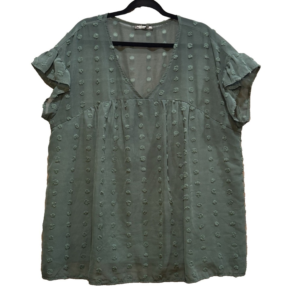 Sheer Green Lace Baby Doll Babydoll Blouse Top Forest Fairy Texture Whimsical